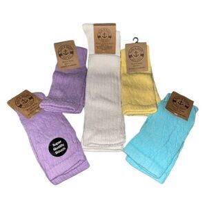 Yacht & Smith Slouch Socks 5 Pairs NWT Purple Yellow Blue + White Heavy Slouch